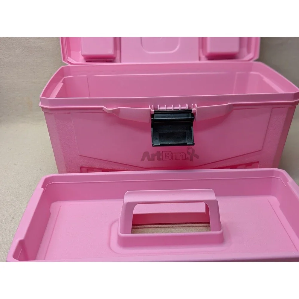 ArtBin Pink Ribbon Breast Cancer Awareness 1 Tray Craft Tool Supply Box Case